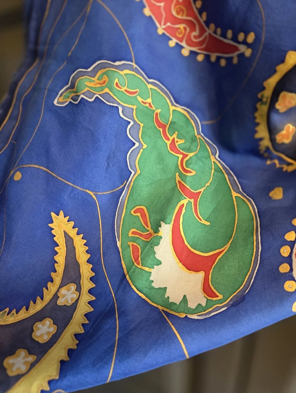 Silk Rolled Edge Paisley Scarf